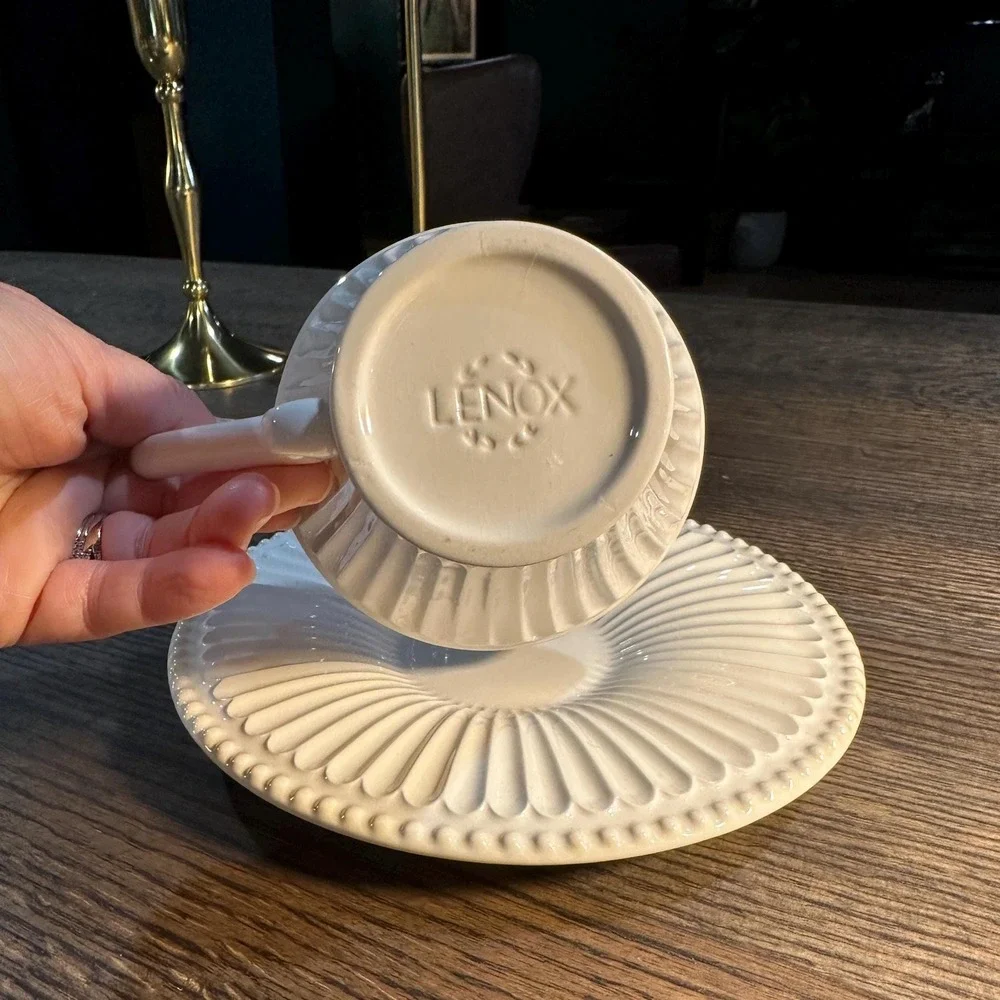 Vintage Lenox Butler's Pantry Gourmet "Fluted" Cup and Saucer Set - Picture 2 of 9